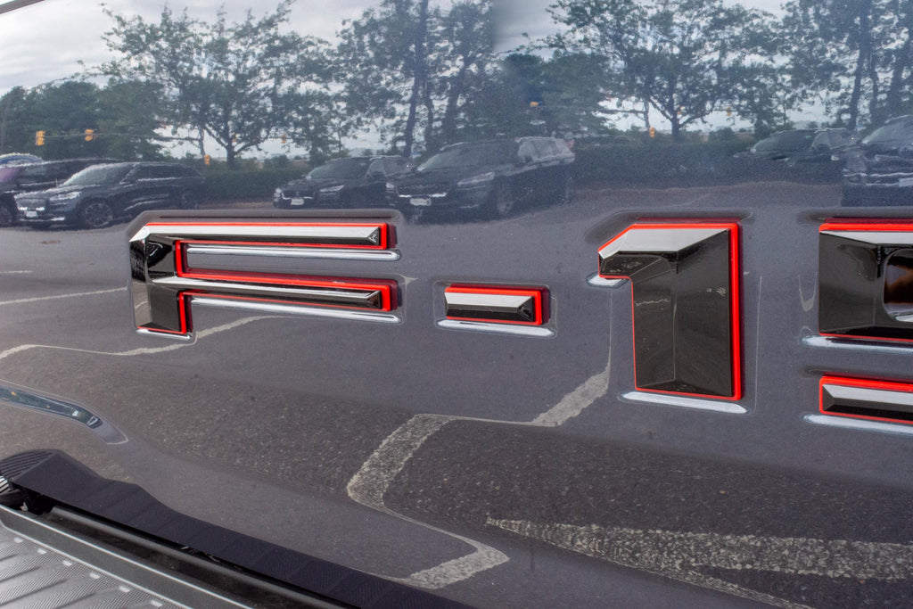 Black on Red Raised Tailgate Insert Letters Tailgate Letters Insert Plastic ABS Badge Fits 2021-2025 Ford F-150 F150 Tailgate/ Pro tailgate