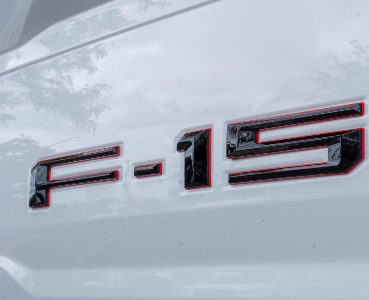 Black on Red Raised Tailgate Insert Letters Tailgate Letters Insert Plastic ABS Badge Fits 2021-2025 Ford F-150 F150 Tailgate/ Pro tailgate