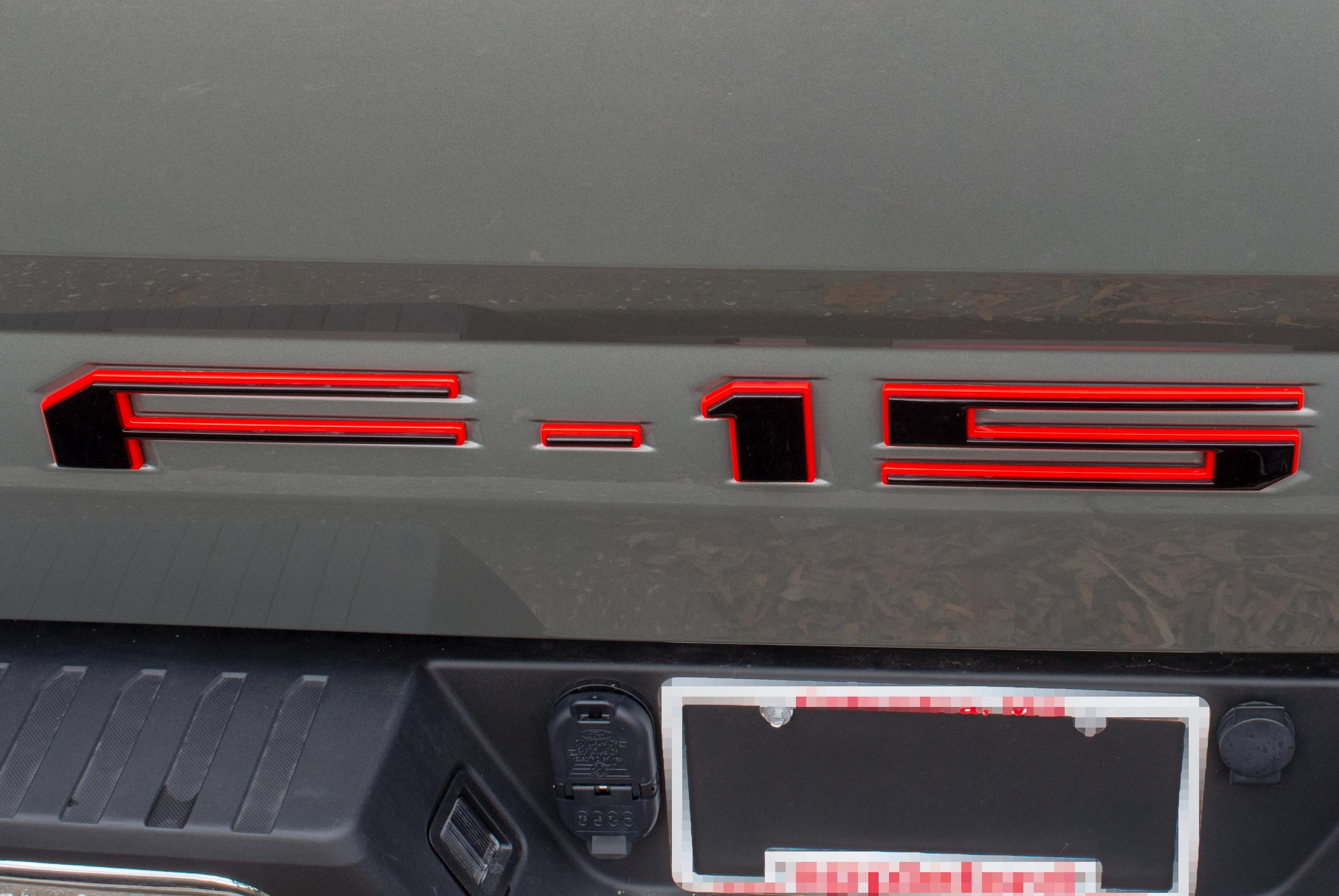 Black on Red Raised Tailgate Insert Letters Tailgate Letters Insert Plastic ABS Badge Fits 2018-2020 Ford F-150 F150 Tailgate