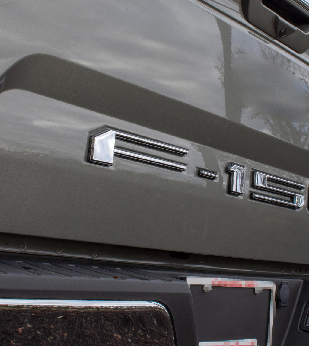 Chrome on Black Raised Tailgate Insert Letters Tailgate Letters Insert Plastic ABS Badge Fits 2018-2020 Ford F-150 F150 Tailgate