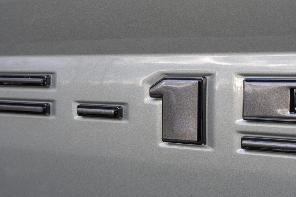 Gray on Black Raised Tailgate Insert Letters Tailgate Letters Insert Plastic ABS Badge Fits 2018-2020 Ford F-150 F150 Tailgate