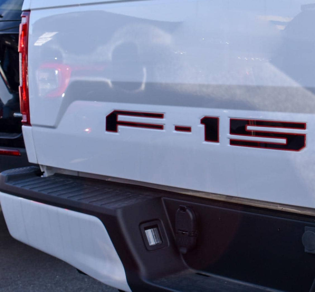 Black on Red Raised Tailgate Insert Letters Tailgate Letters Insert Plastic ABS Badge Fits 2018-2020 2021-2025 Ford F-150 F150 Tailgate