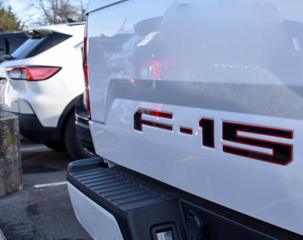 Red with Black outline Raised Tailgate Insert Letters Tailgate Letters Insert Plastic ABS Badge Fits 2018-2020 Ford F-150 F150 Tailgate