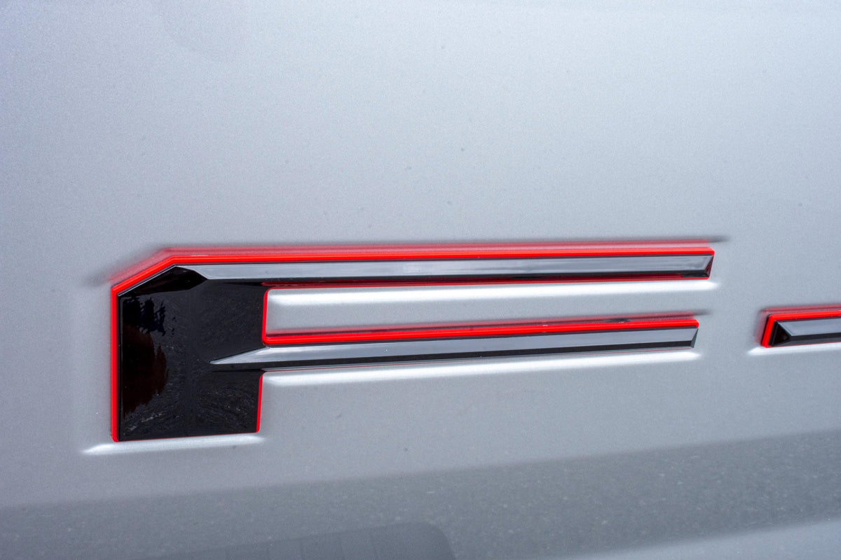 Black on Red Raised Tailgate Insert Letters Tailgate Letters Insert Plastic ABS Badge Fits 2021-2025 Ford F-150 F150 Tailgate/ Pro tailgate