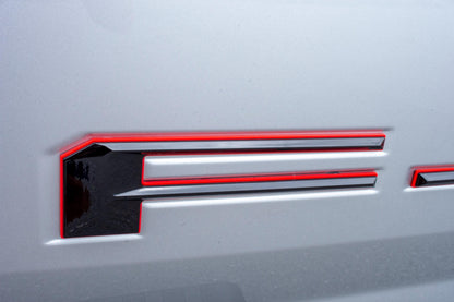 Black on Red Raised Tailgate Insert Letters Tailgate Letters Insert Plastic ABS Badge Fits 2021-2025 Ford F-150 F150 Tailgate/ Pro tailgate