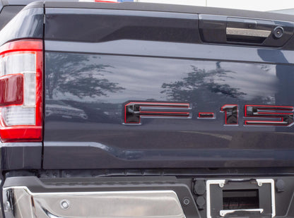 Black on Red Raised Tailgate Insert Letters Tailgate Letters Insert Plastic ABS Badge Fits 2021-2025 Ford F-150 F150 Tailgate/ Pro tailgate