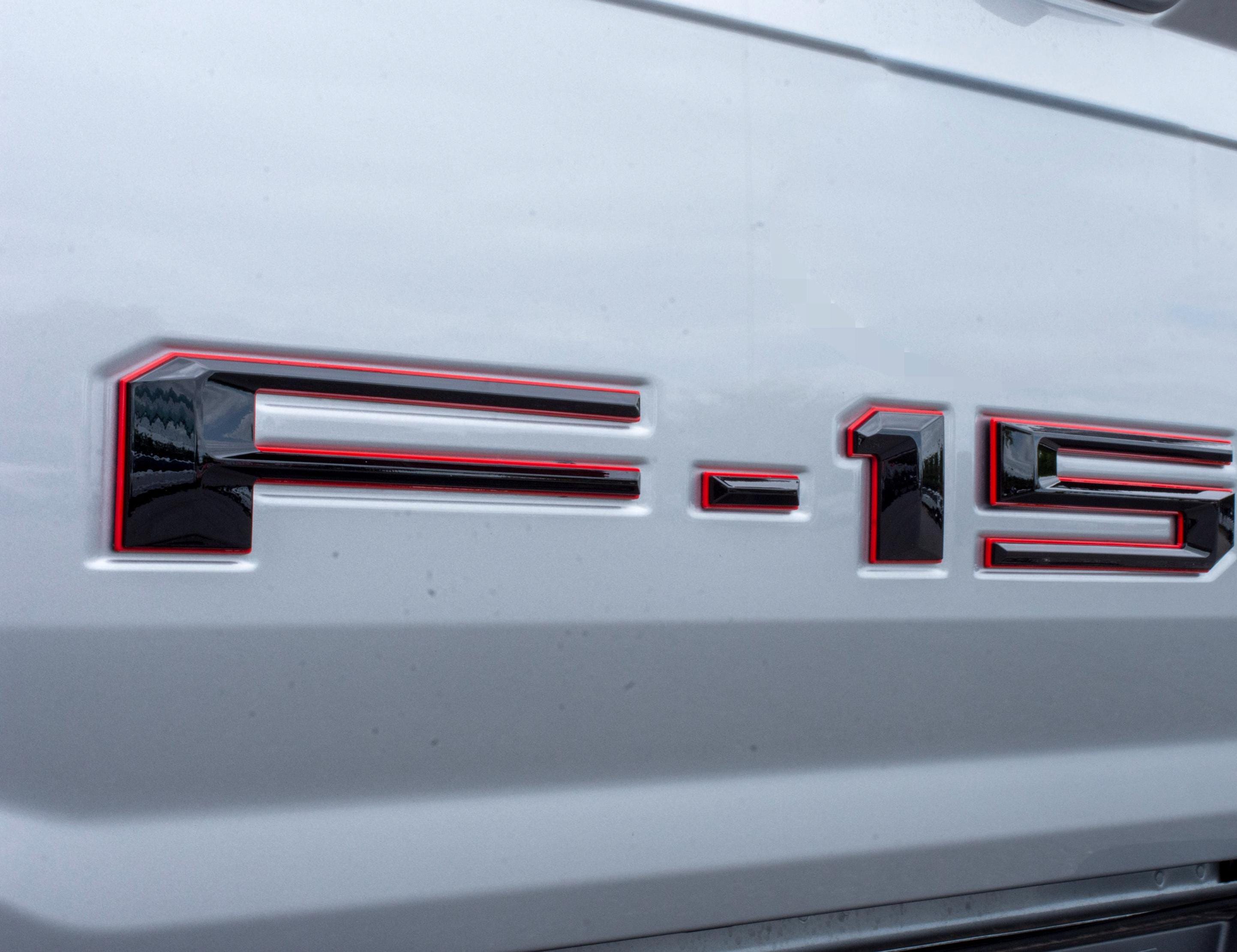 Black on Red Raised Tailgate Insert Letters Tailgate Letters Insert Plastic ABS Badge Fits 2021-2025 Ford F-150 F150 Tailgate/ Pro tailgate