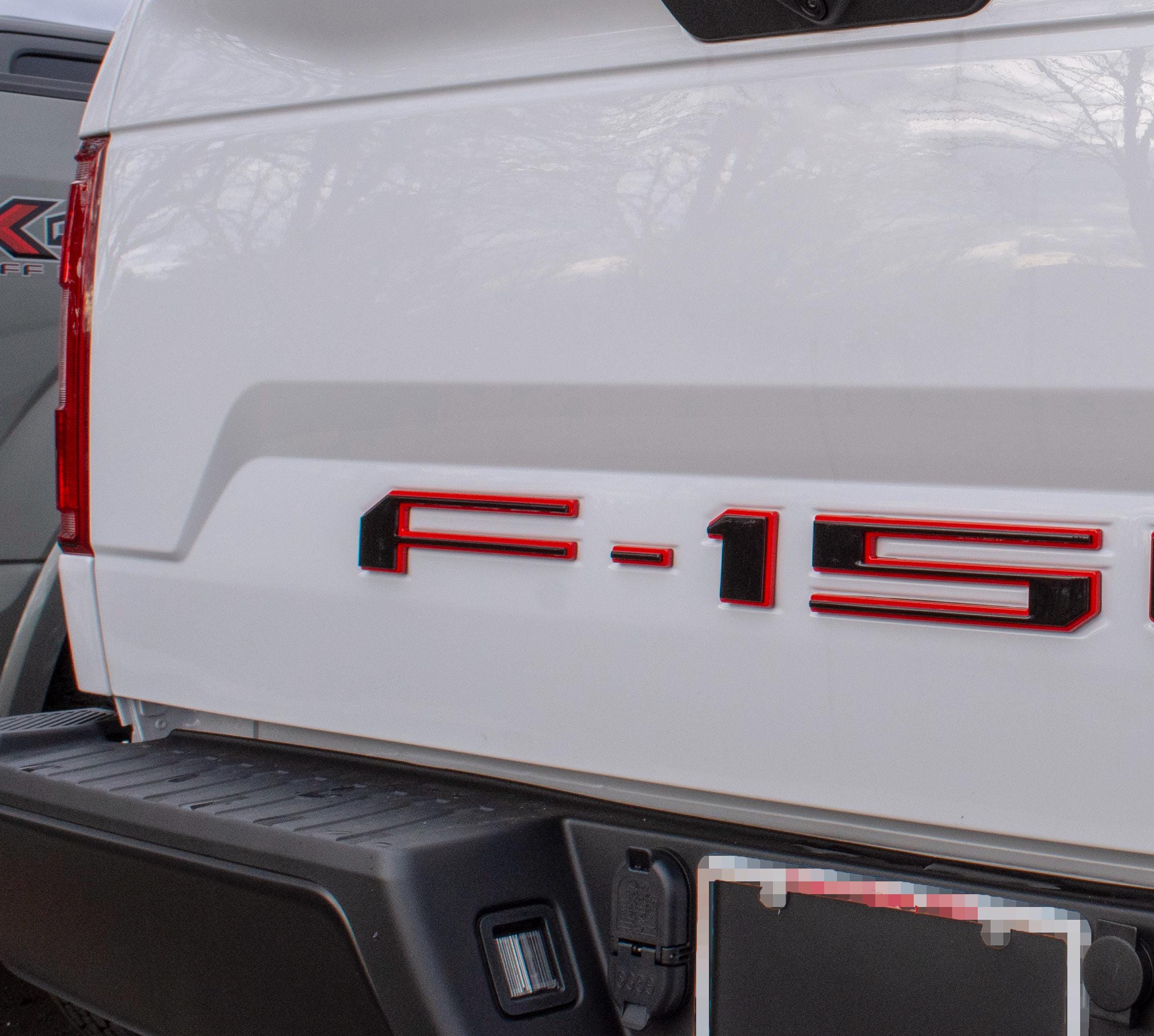 Black on Red Raised Tailgate Insert Letters Tailgate Letters Insert Plastic ABS Badge Fits 2018-2020 Ford F-150 F150 Tailgate