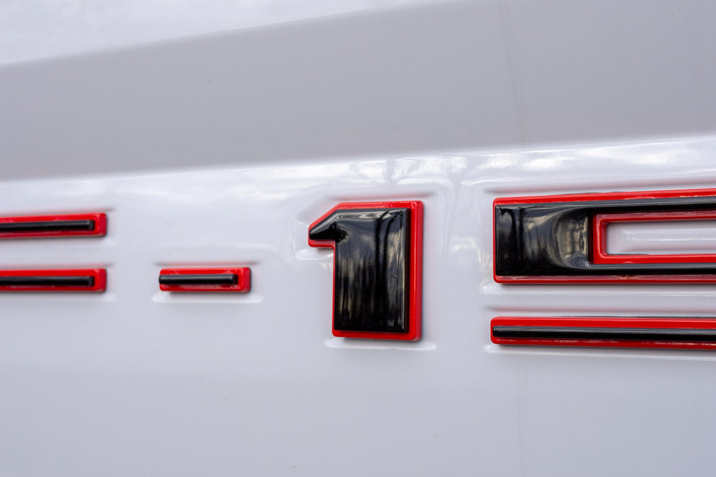 Black on Red Raised Tailgate Insert Letters Tailgate Letters Insert Plastic ABS Badge Fits 2018-2020 Ford F-150 F150 Tailgate