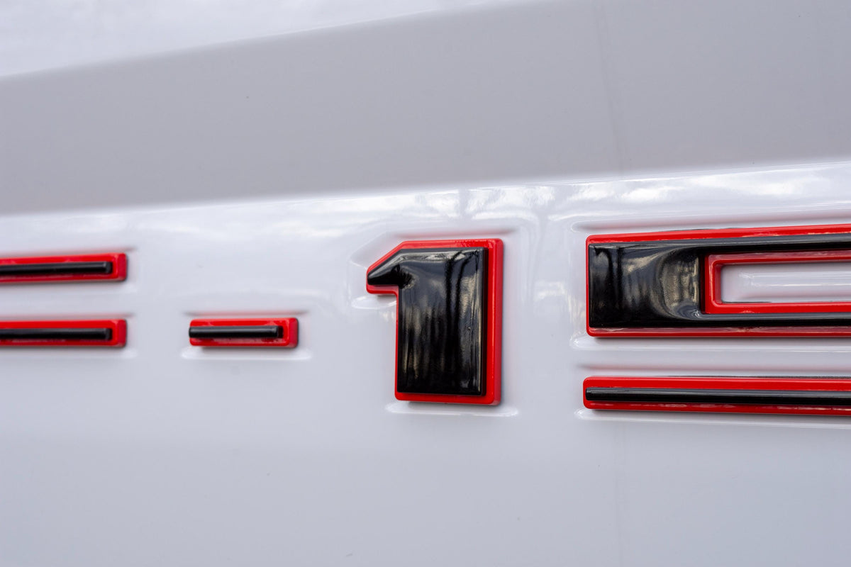 Black on Red Raised Tailgate Insert Letters Tailgate Letters Insert Plastic ABS Badge Fits 2018-2020 Ford F-150 F150 Tailgate