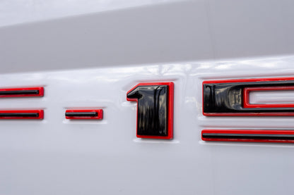 Black on Red Raised Tailgate Insert Letters Tailgate Letters Insert Plastic ABS Badge Fits 2018-2020 Ford F-150 F150 Tailgate