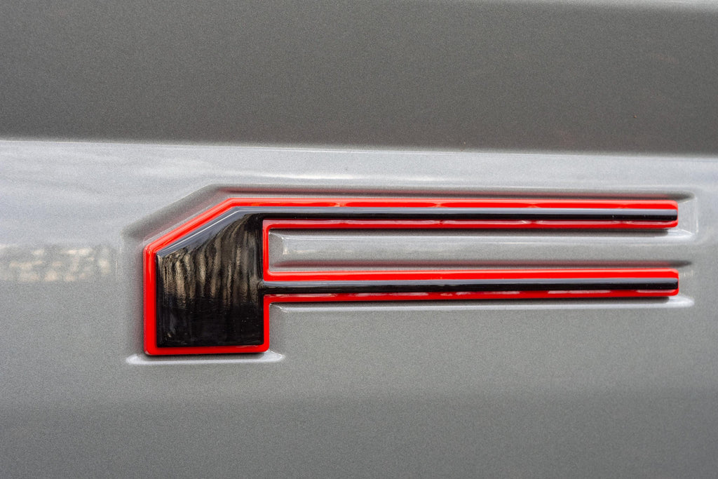 Black on Red Raised Tailgate Insert Letters Tailgate Letters Insert Plastic ABS Badge Fits 2018-2020 Ford F-150 F150 Tailgate