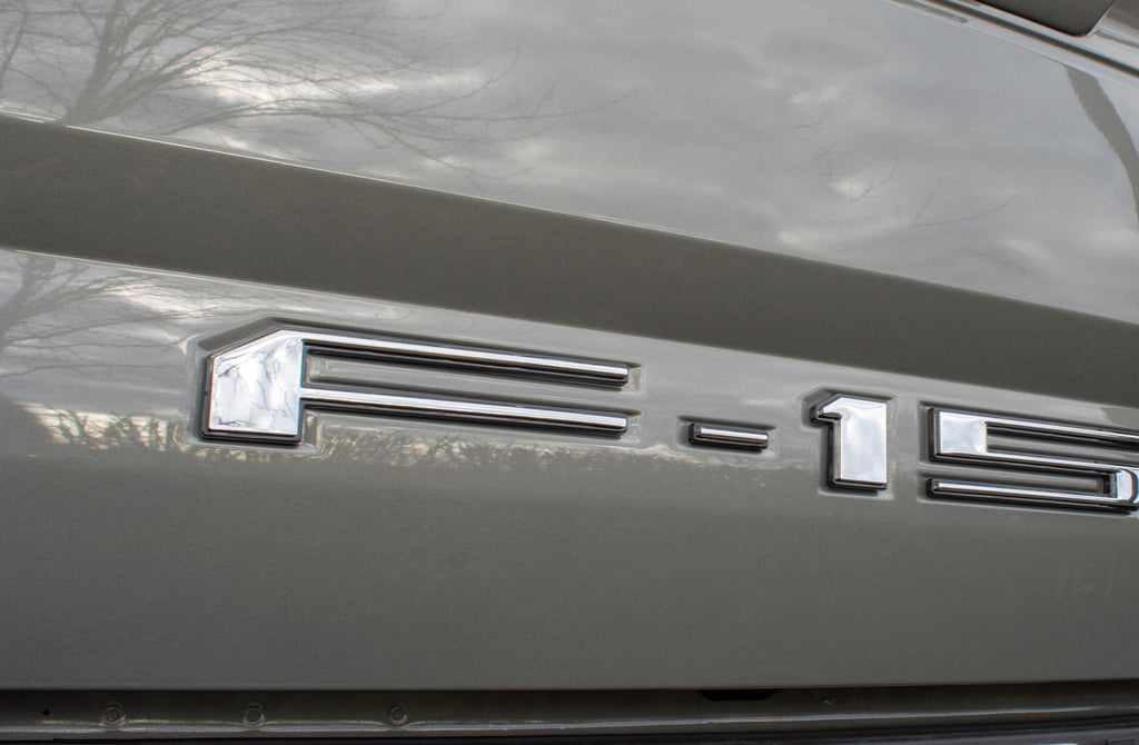 Chrome on Black Raised Tailgate Insert Letters Tailgate Letters Insert Plastic ABS Badge Fits 2018-2020 Ford F-150 F150 Tailgate