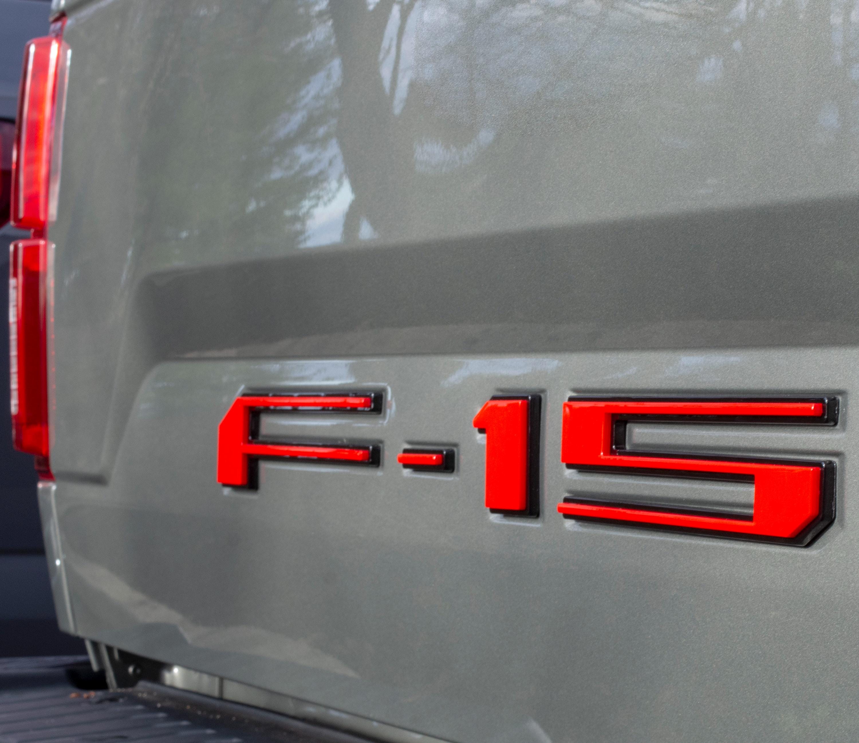 Red on Black Raised Tailgate Insert Letters Tailgate Letters Insert Plastic ABS Badge Fits 2018-2020 Ford F-150 F150 Tailgate