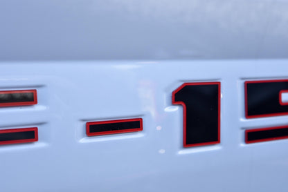 Black on Red Raised Tailgate Insert Letters Tailgate Letters Insert Plastic ABS Badge Fits 2018-2020 2021-2025 Ford F-150 F150 Tailgate
