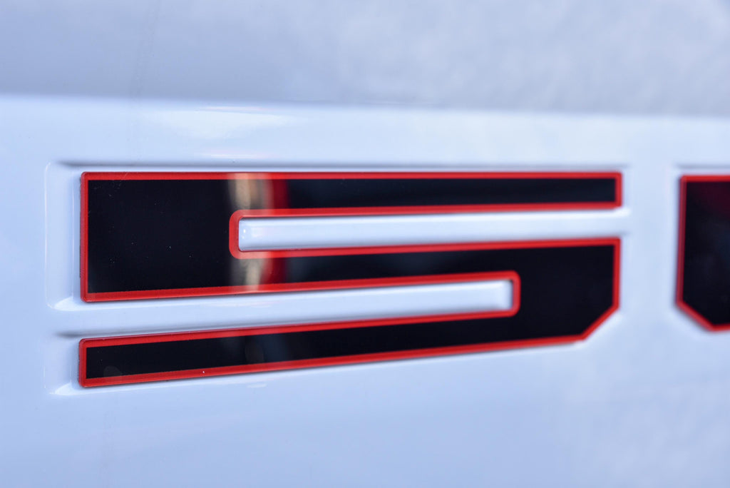 Black on Red Raised Tailgate Insert Letters Tailgate Letters Insert Plastic ABS Badge Fits 2018-2020 2021-2025 Ford F-150 F150 Tailgate