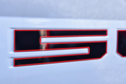 Black on Red Raised Tailgate Insert Letters Tailgate Letters Insert Plastic ABS Badge Fits 2018-2020 2021-2025 Ford F-150 F150 Tailgate