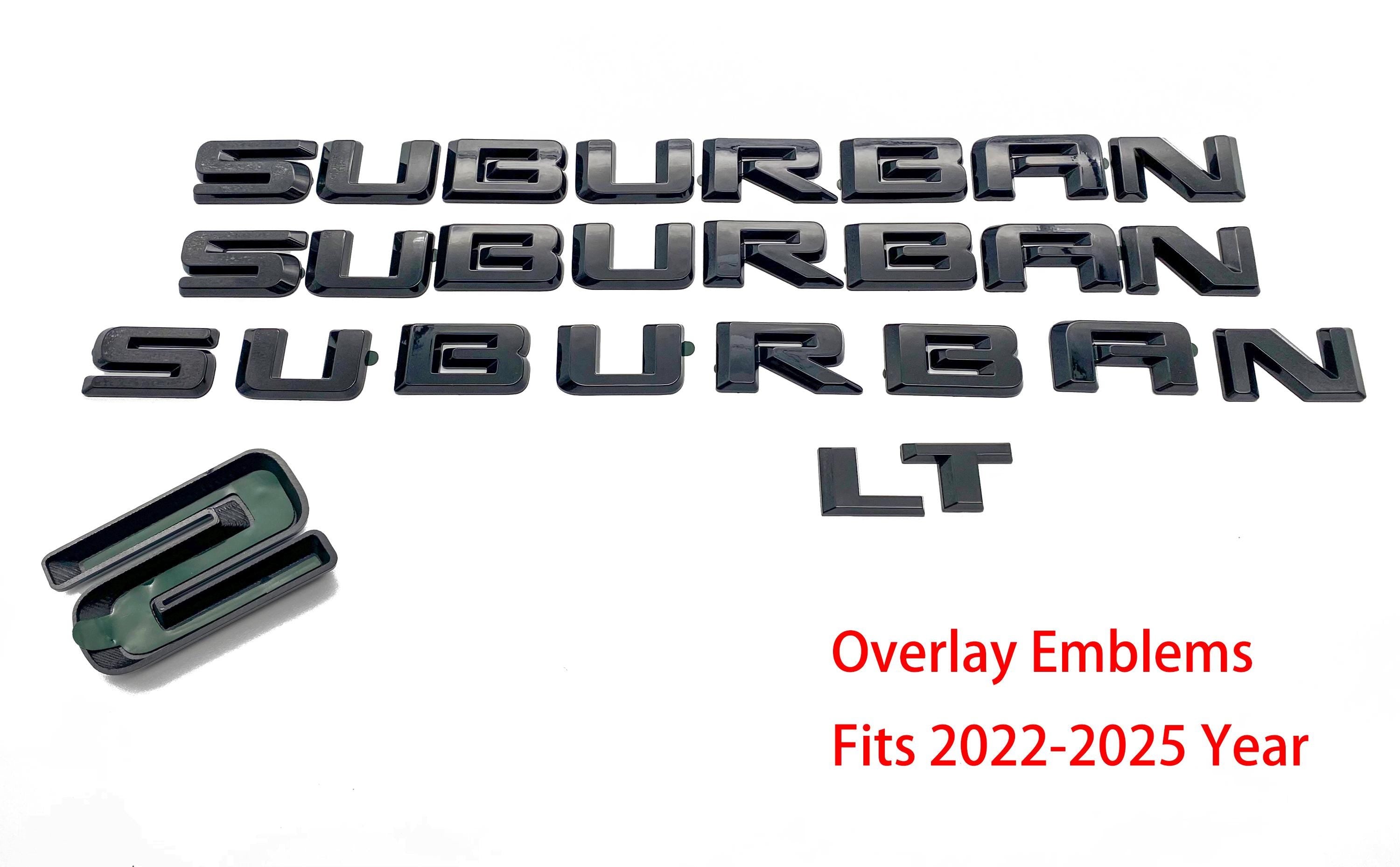 4pcs Gloss black Door Rear Suburban LT Overlay Emblems Letters 2021-2025 Chevrolet Suburban