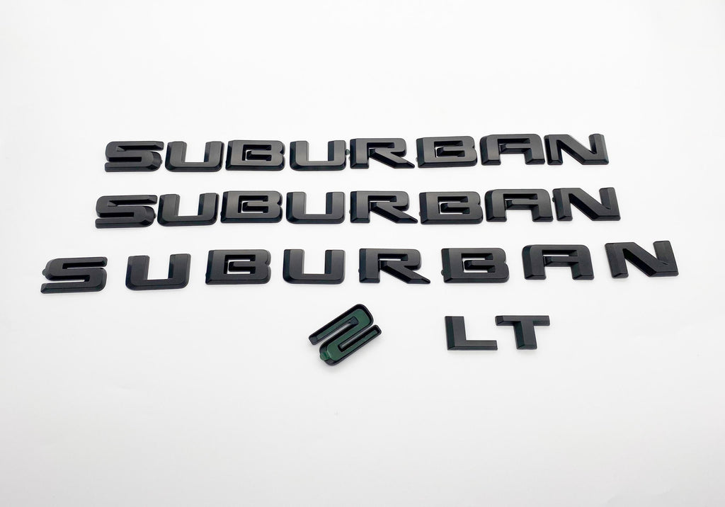 4pcs Gloss black Door Rear Suburban LT Overlay Emblems Letters 2021-2025 Chevrolet Suburban