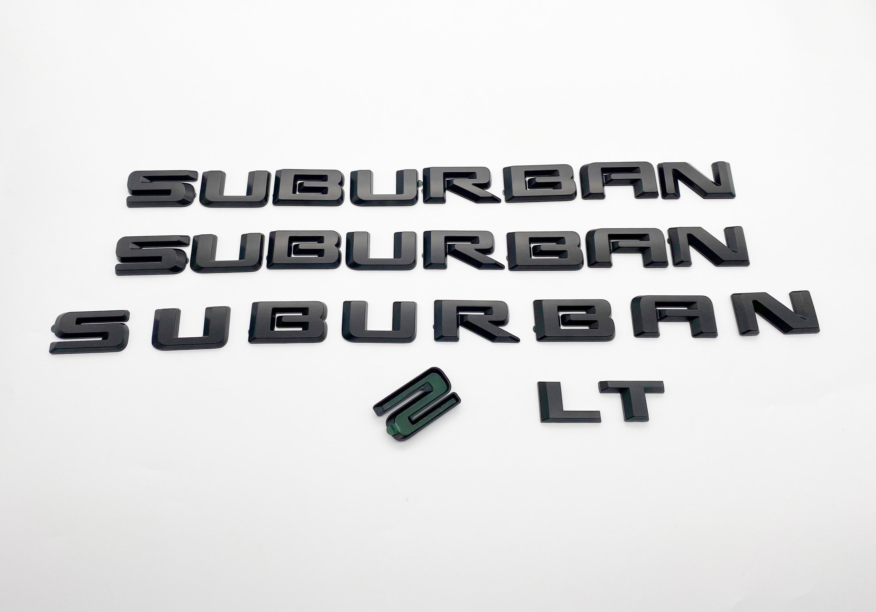 4pcs Gloss black Door Rear Suburban LT Overlay Emblems Letters 2021-2025 Chevrolet Suburban