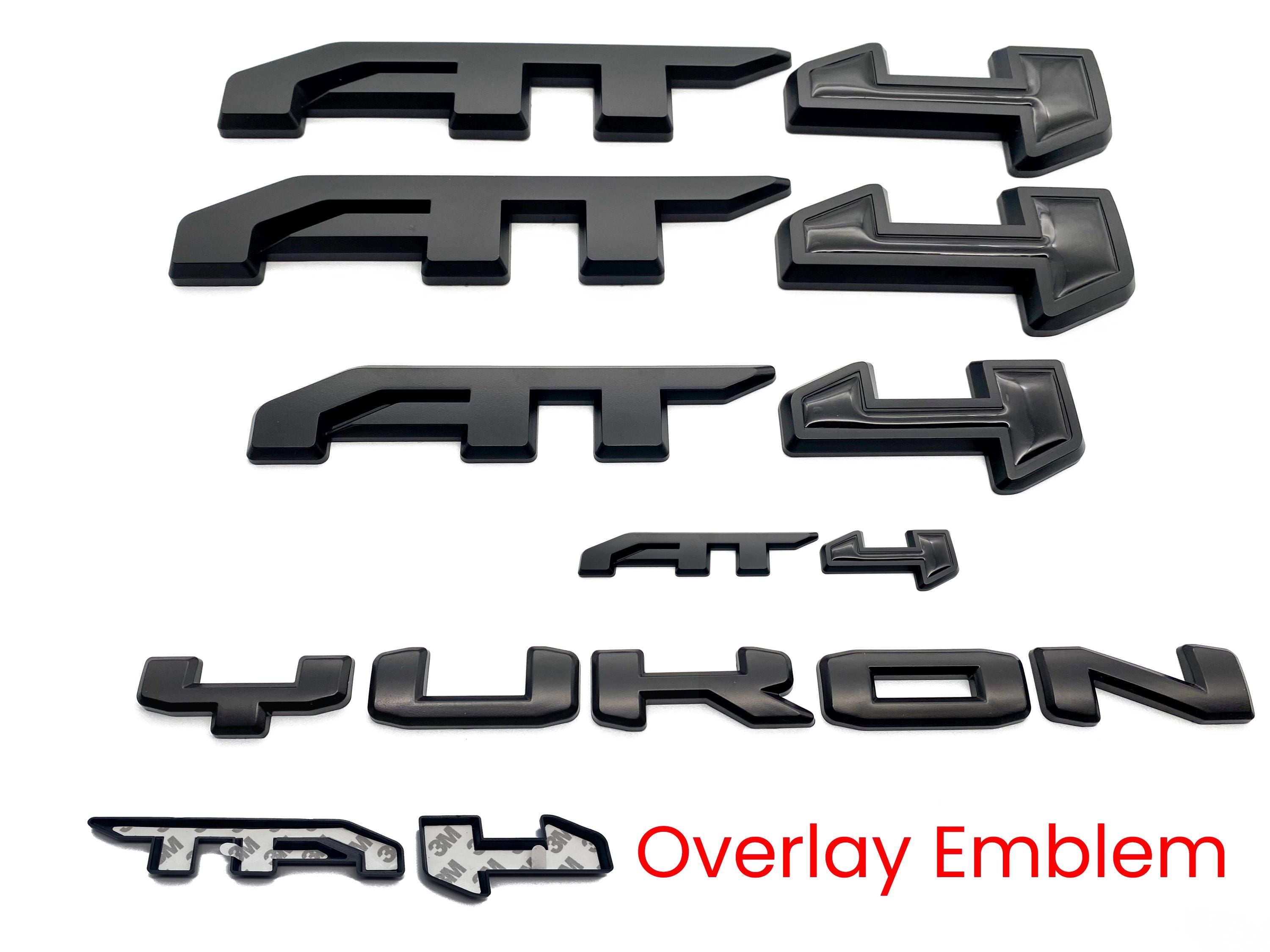 5Pcs Overlay Emblems Kit 2021-2025 Yukon AT4 Letters Emblem 3D Door Rear Nameplate