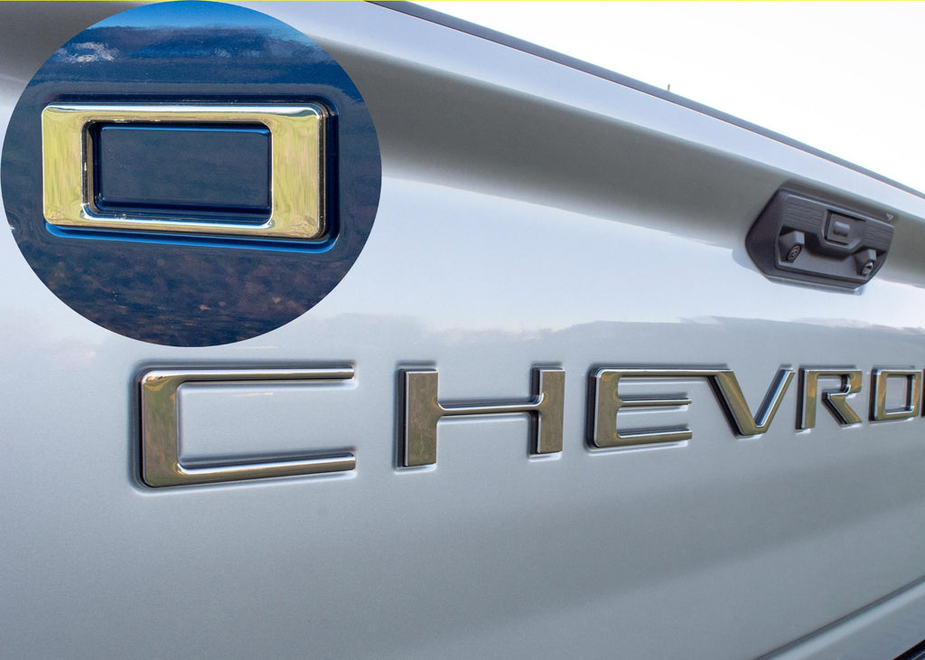 Chrome with Black outline Premium 3D Raised Coated Tailgate Letter Inserts Decals Fit With Chevrolet Silverado 2019-2025 Model