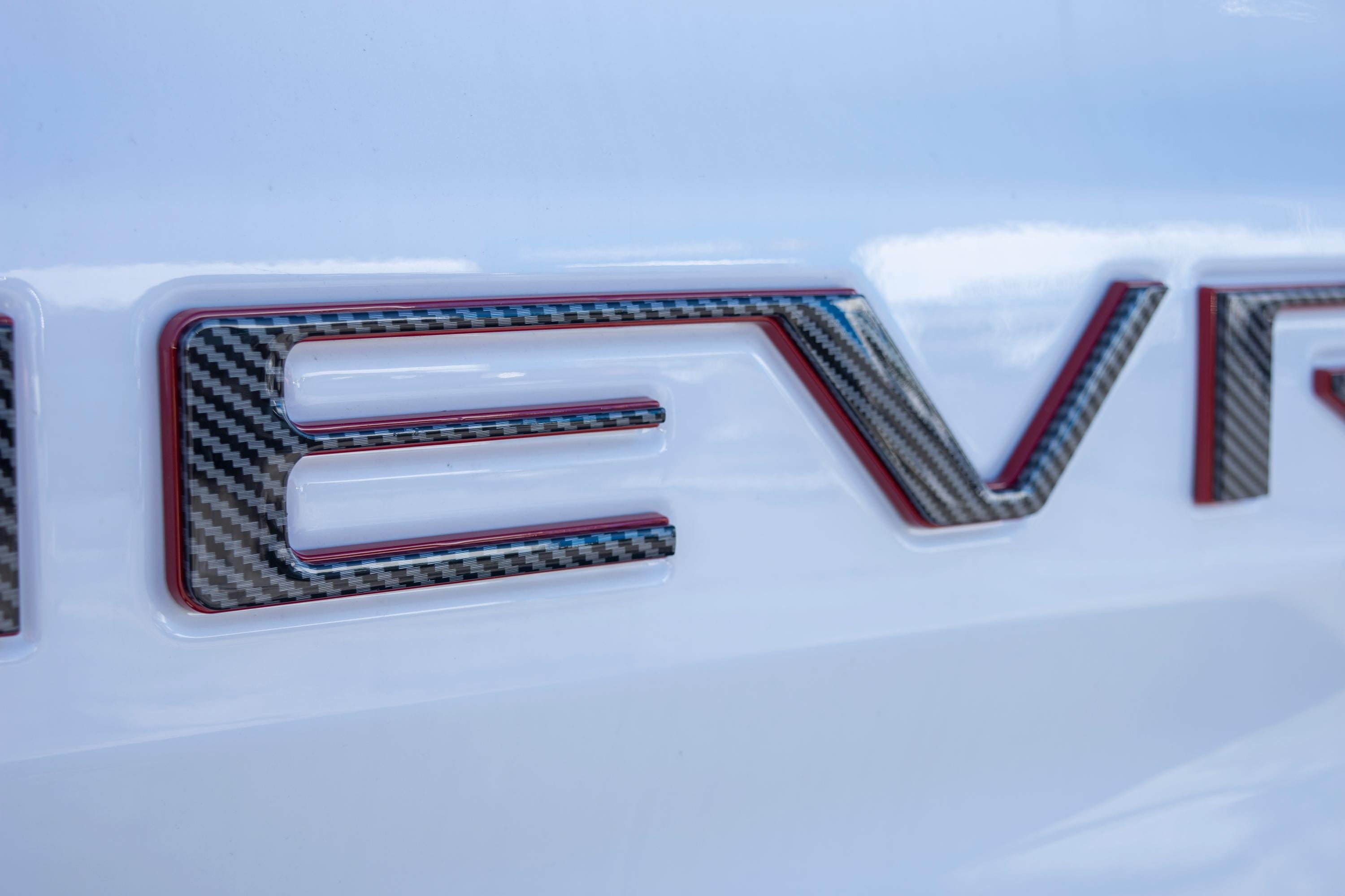 Black Fiber with Red outline Premium 3D Raised Coated Tailgate Letter Inserts Decals Fit With Chevrolet Silverado 2019-2024 Model