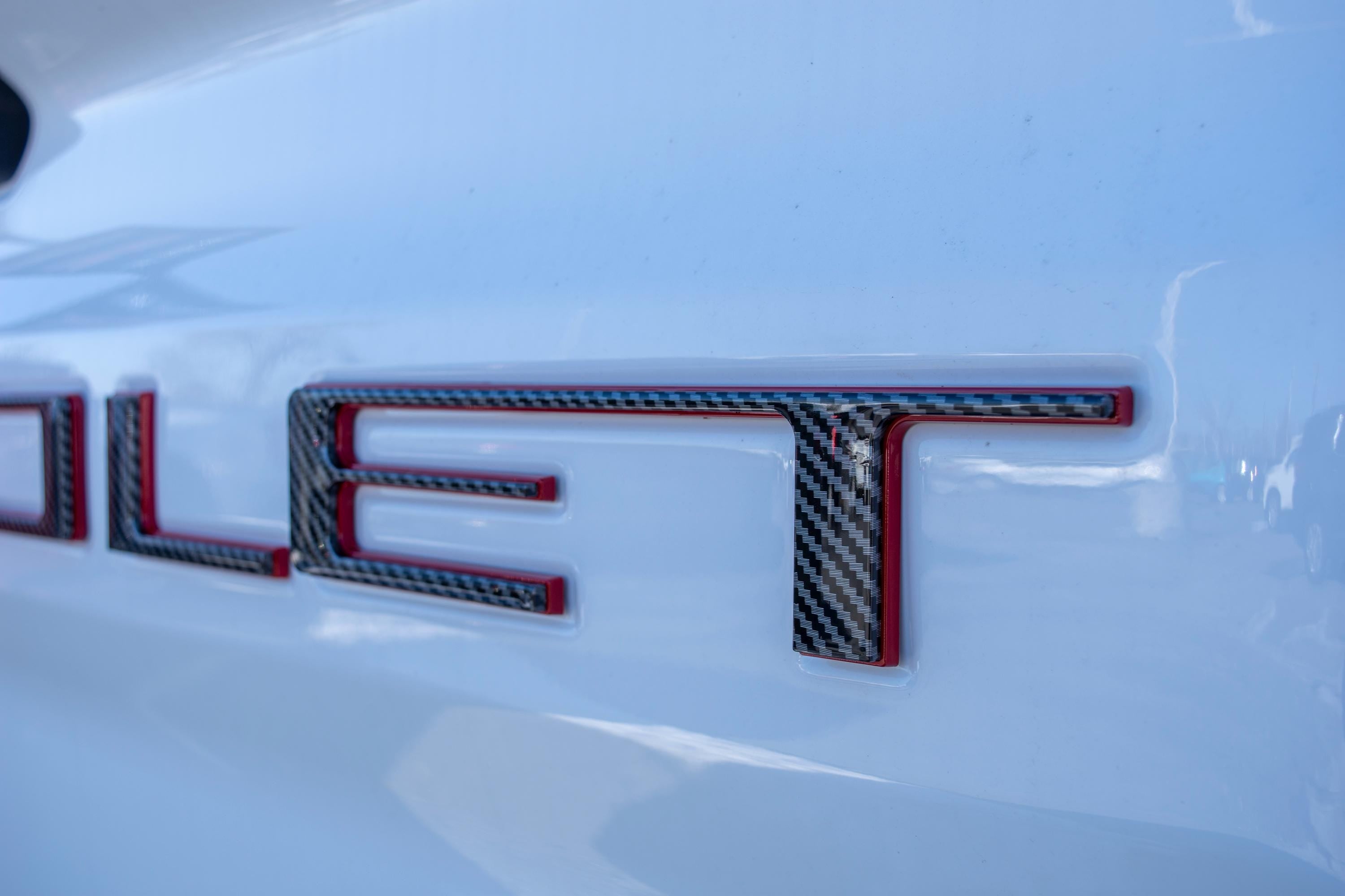 Black Fiber with Red outline Premium 3D Raised Coated Tailgate Letter Inserts Decals Fit With Chevrolet Silverado 2019-2024 Model