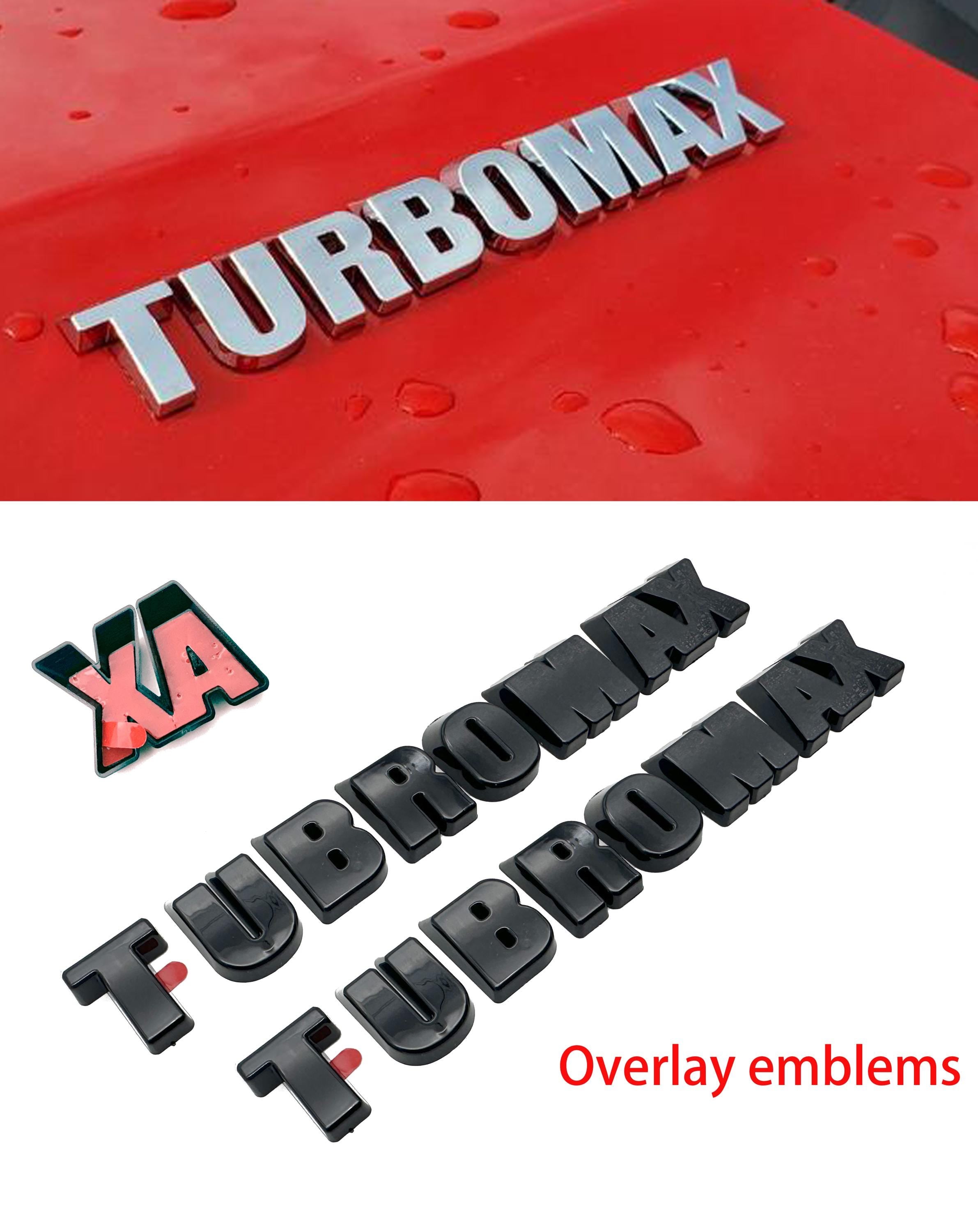 Black Silverado TurboMax LT LTZ Custom Overlay Letters Emblem - Fits 2019-2025 Chevrolet Chevy Silverado 1500