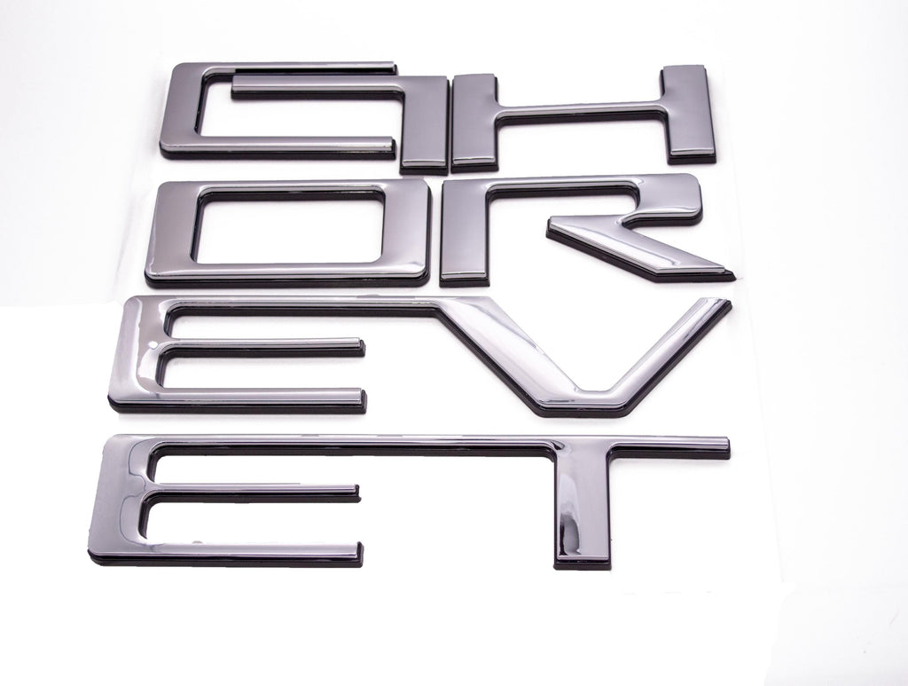 Chrome with Black outline Premium 3D Raised Coated Tailgate Letter Inserts Decals Fit With Chevrolet Silverado 2019-2025 Model
