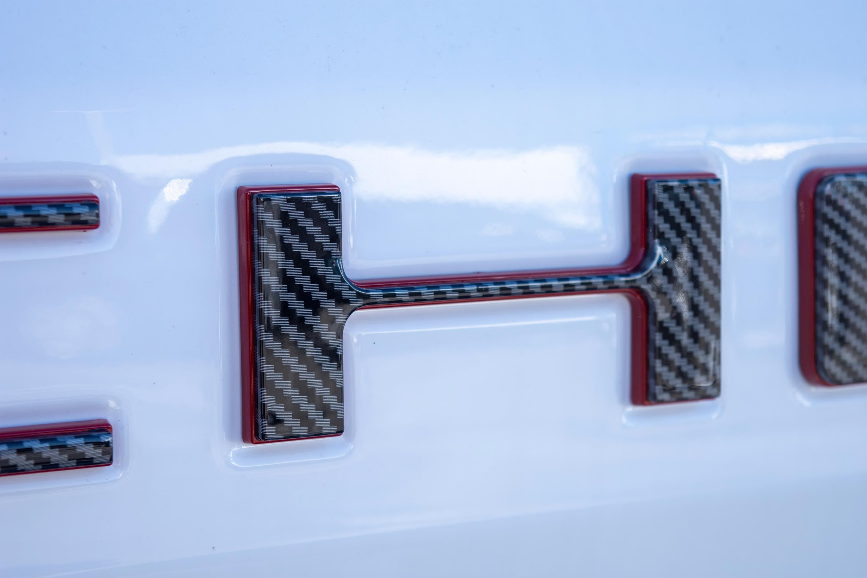 Black Fiber with Red outline Premium 3D Raised Coated Tailgate Letter Inserts Decals Fit With Chevrolet Silverado 2019-2024 Model