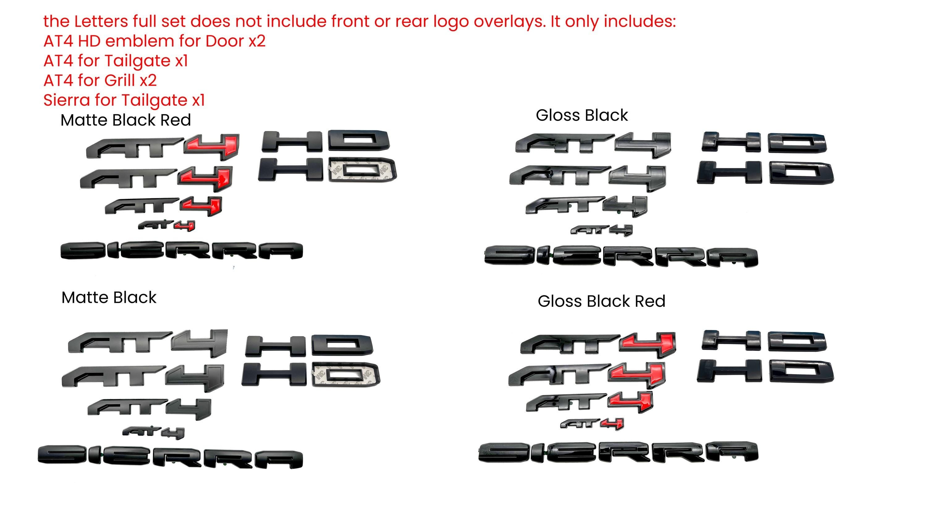 NEW Overlay Red Black AT4 HD Overlay Emblem Sierra Fit 2019-2025 GMC Sierra 2500 3500
