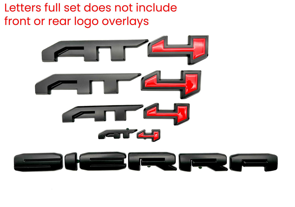 AT4 Overlay  Emblems  Fit 2023-2025 GMC Sierra 1500 AT4
