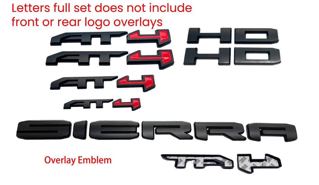 NEW Overlay Red Black AT4 HD Overlay Emblem Sierra Fit 2019-2025 GMC Sierra 2500 3500