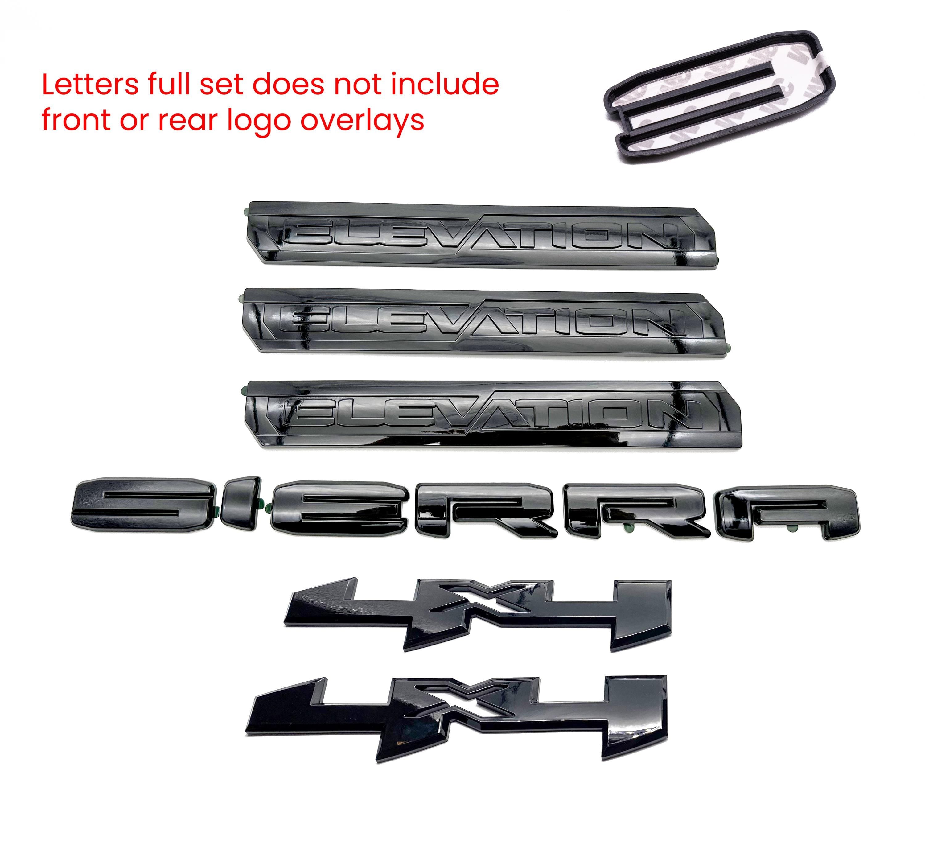 Doors Tailgate Gloss Black Emblem Overlay 2019-2025 GMC Sierra 1500  Elevation 4x4