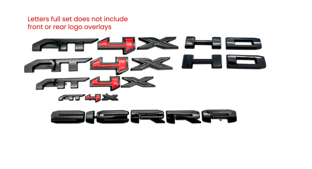 Gloss Black AT4X HD Overlay  Emblems  Fit 2022-2025 GMC Sierra 2500HD 3500HD AT4X