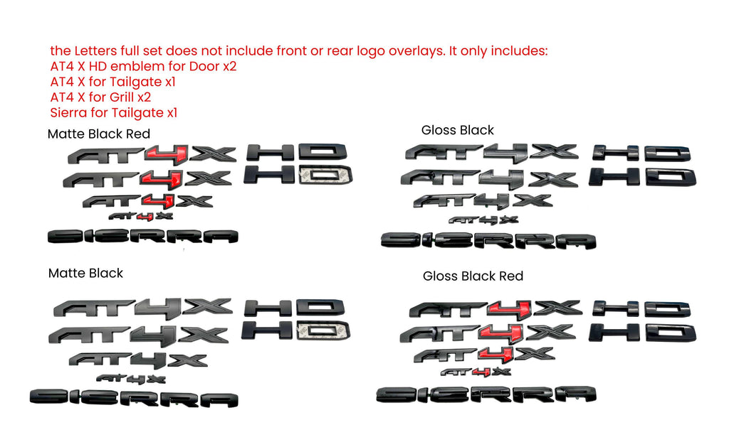 Gloss Black AT4X HD Overlay  Emblems  Fit 2022-2025 GMC Sierra 2500HD 3500HD AT4X