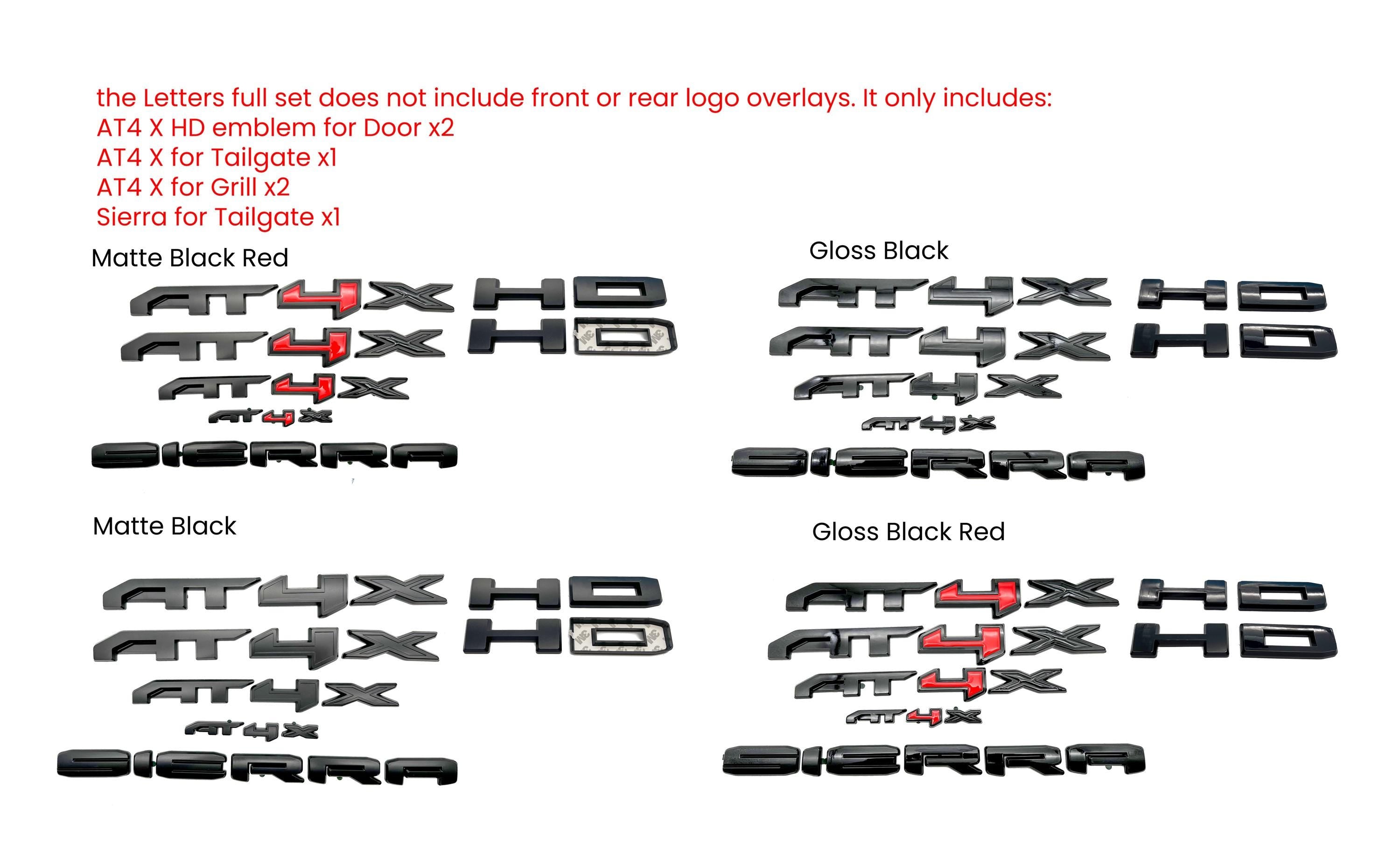 Gloss Black AT4X HD Overlay  Emblems  Fit 2022-2025 GMC Sierra 2500HD 3500HD AT4X